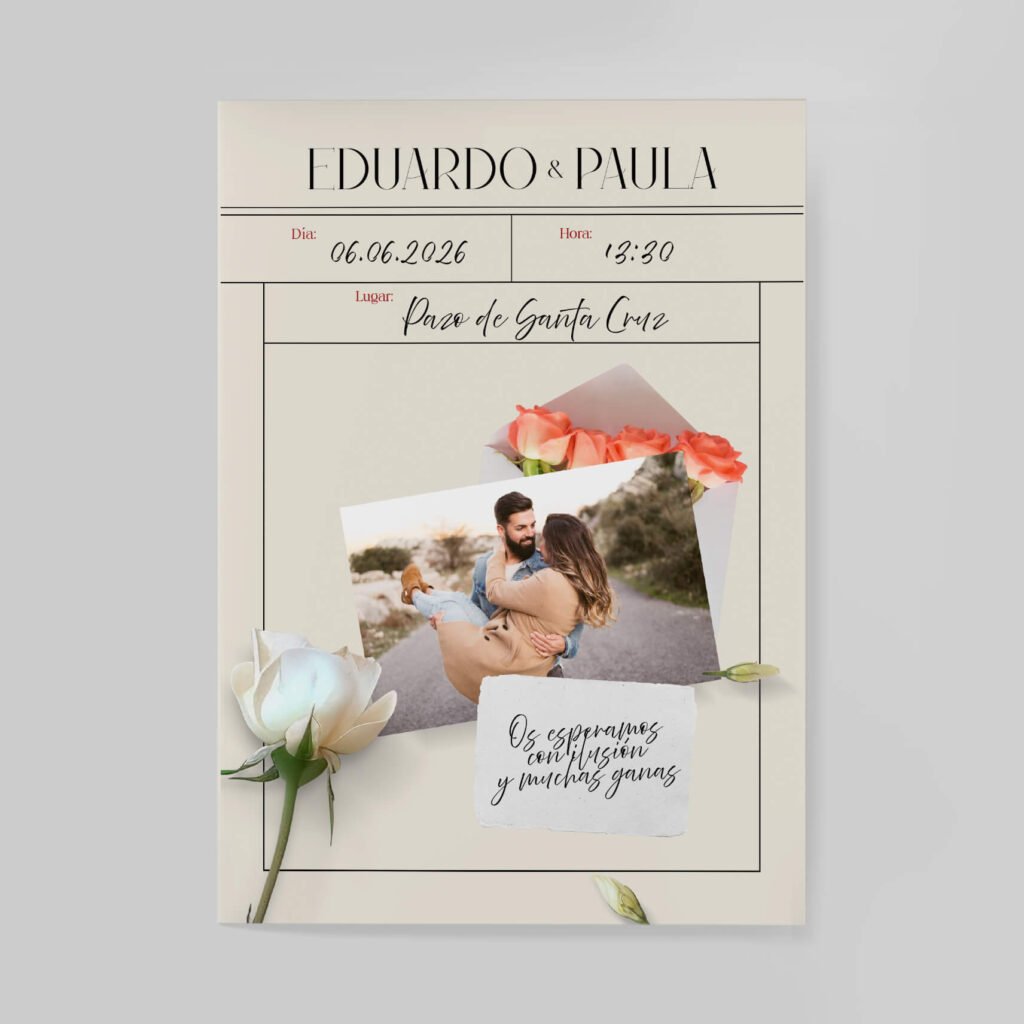 Invitaciones de boda personalizadas con diseño artesanal y acabados premium
